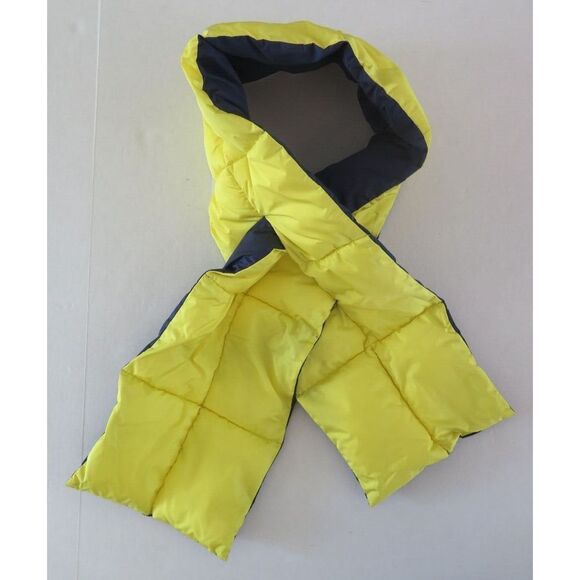 Aerie #674830829 Unisex Yellow/Navy Reversible Pull Through Puffer Scarf - Picture 1 of 4